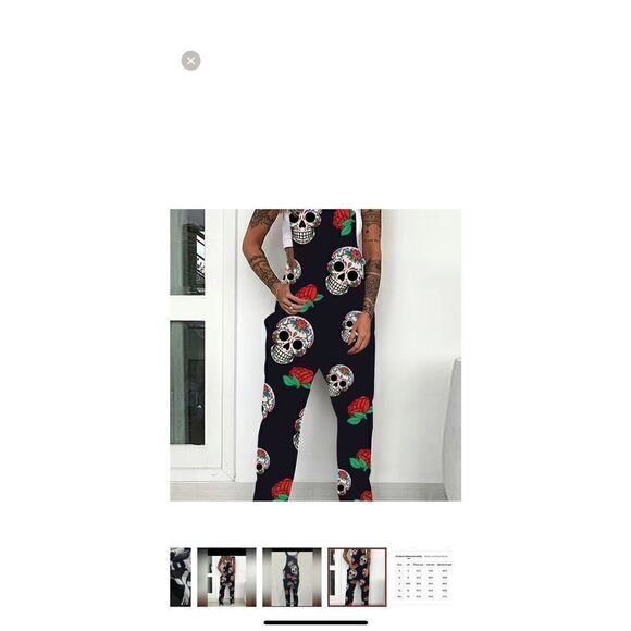 Lightweight skull,overalls with tie shoulders front pocket silky feel for summer - Picture 1 of 4